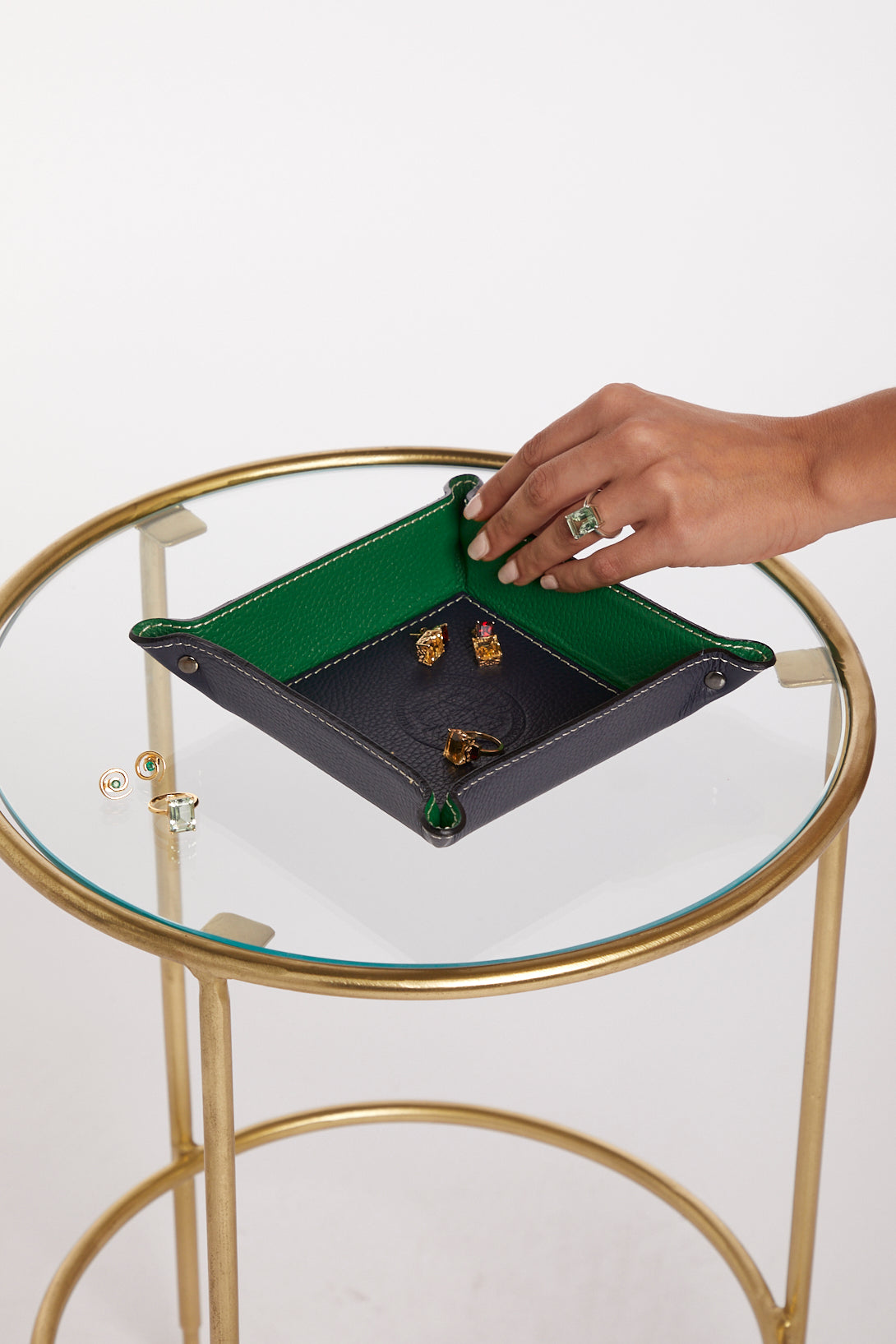 Navy and Green Jewellery Tray - Augustine Jewels