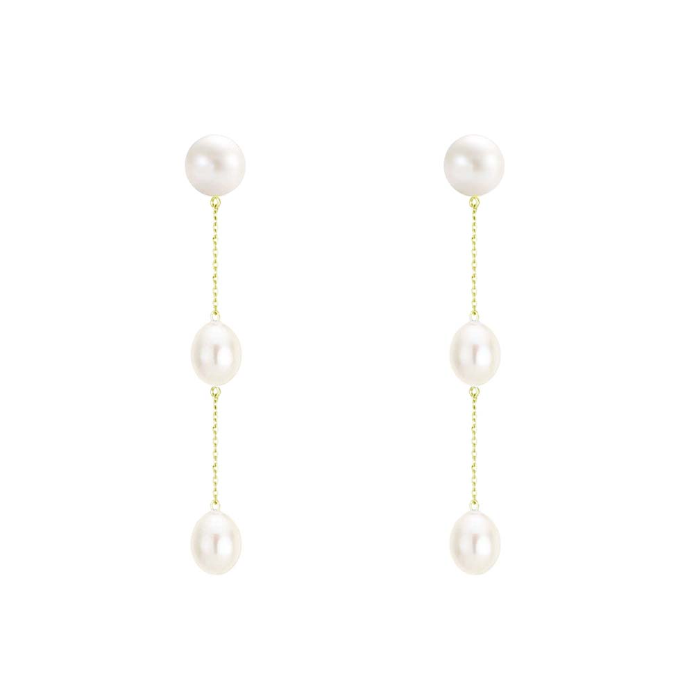 Pearl 3 Drop Earrings - Augustine Jewels