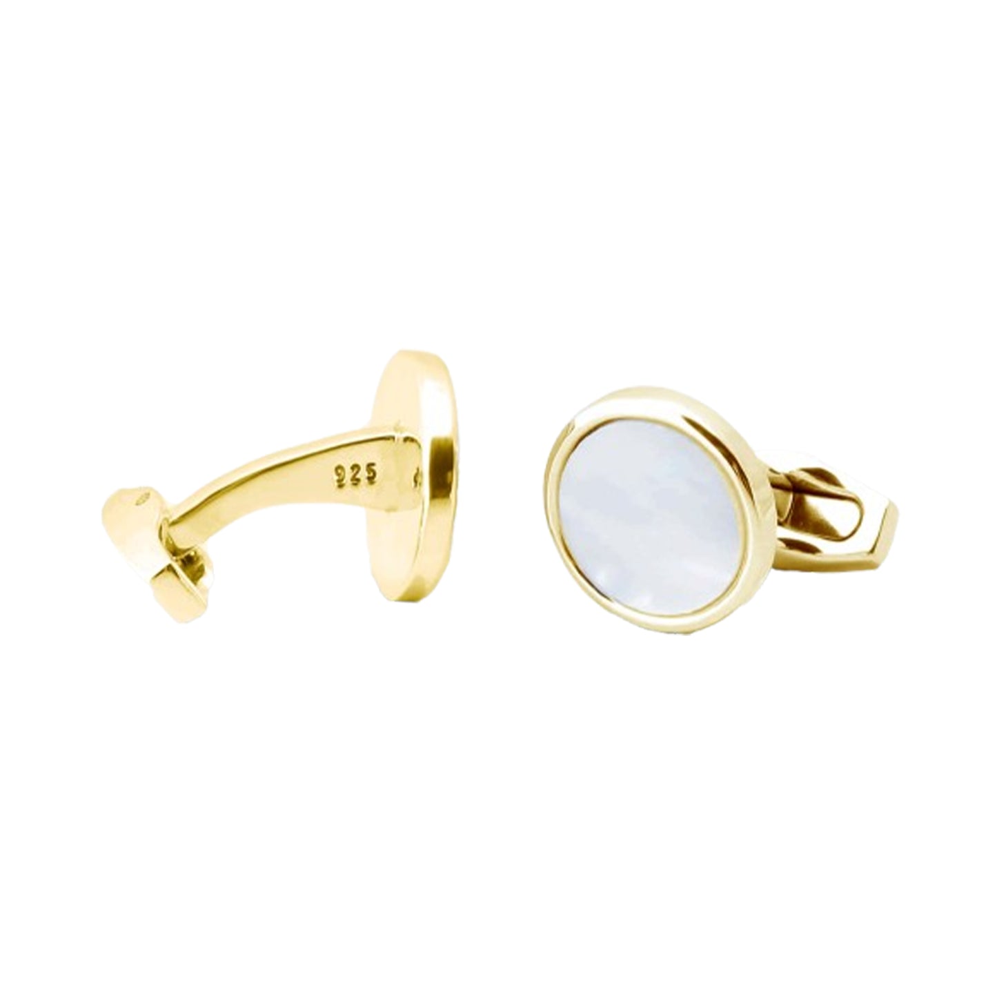 Yellow Gold Plated Mother of Pearl Cufflinks - Augustine Jewels