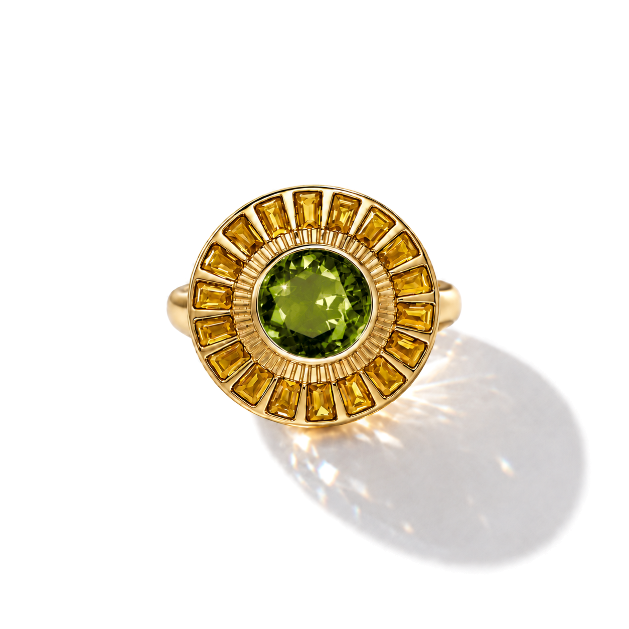 Egyptian Statement Ring with Peridot and Citrine
