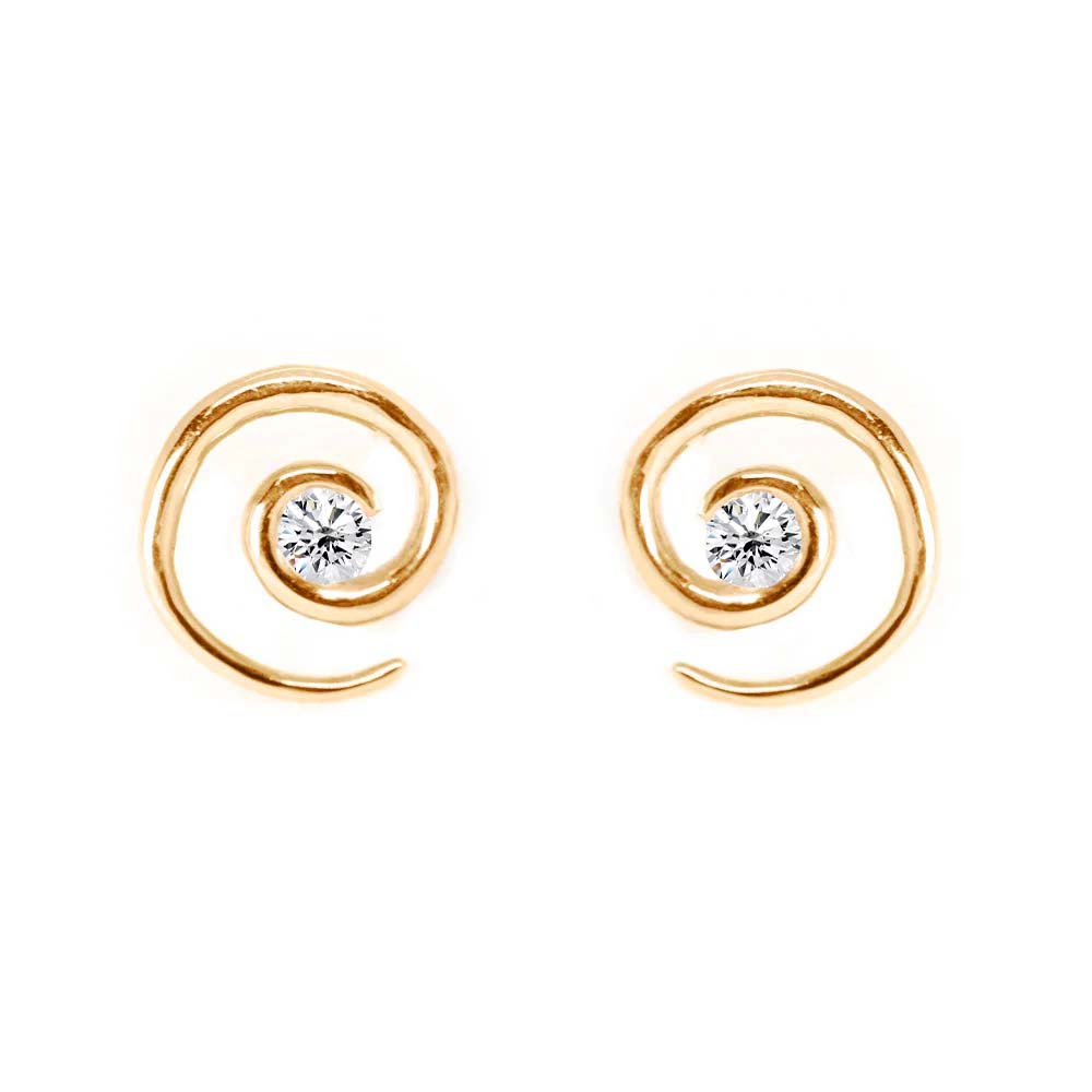 Rose Gold Spiral Diamond Earrings - Augustine Jewels
