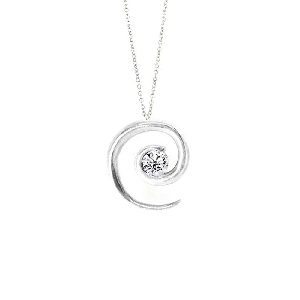 White Gold Spiral Diamond Necklace - Augustine Jewels