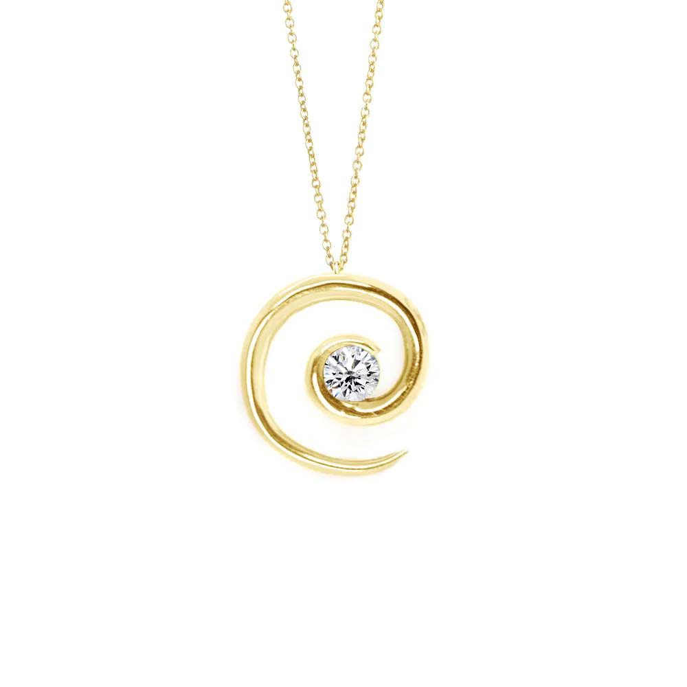 Yellow Gold Spiral Diamond Necklace - Augustine Jewels