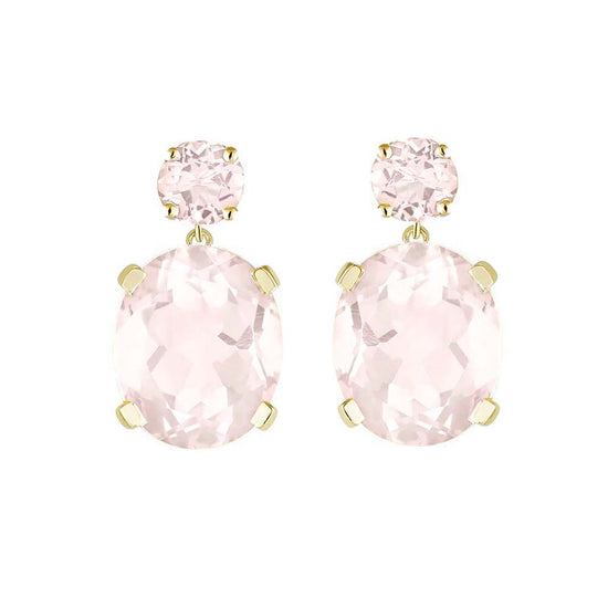 Rose Quartz Yellow Gold Drop Earrings | Augustine Jewels | South of France Jewellery Collection
