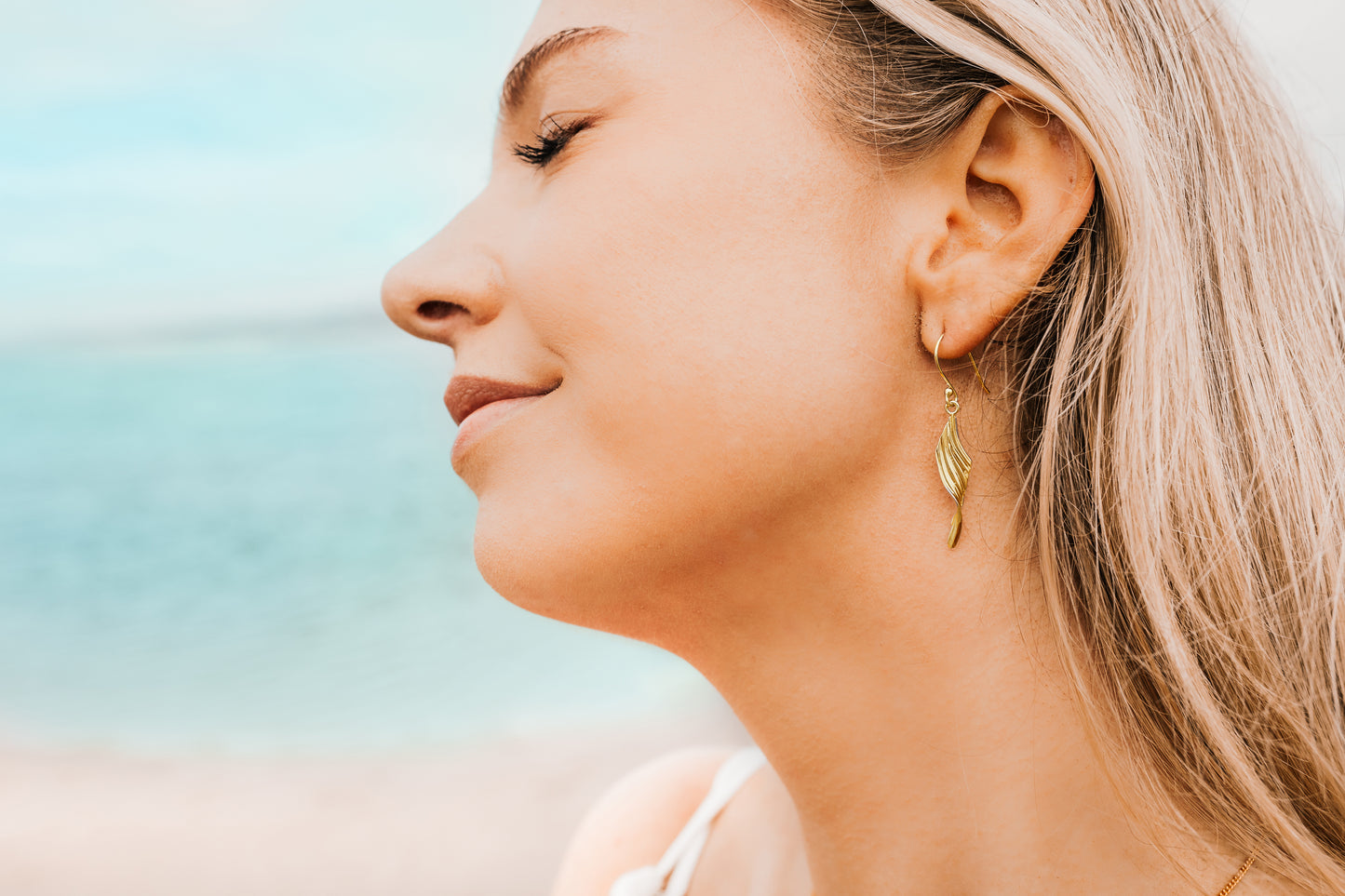 Curved Gold Shell Drop Earrings - Augustine Jewels