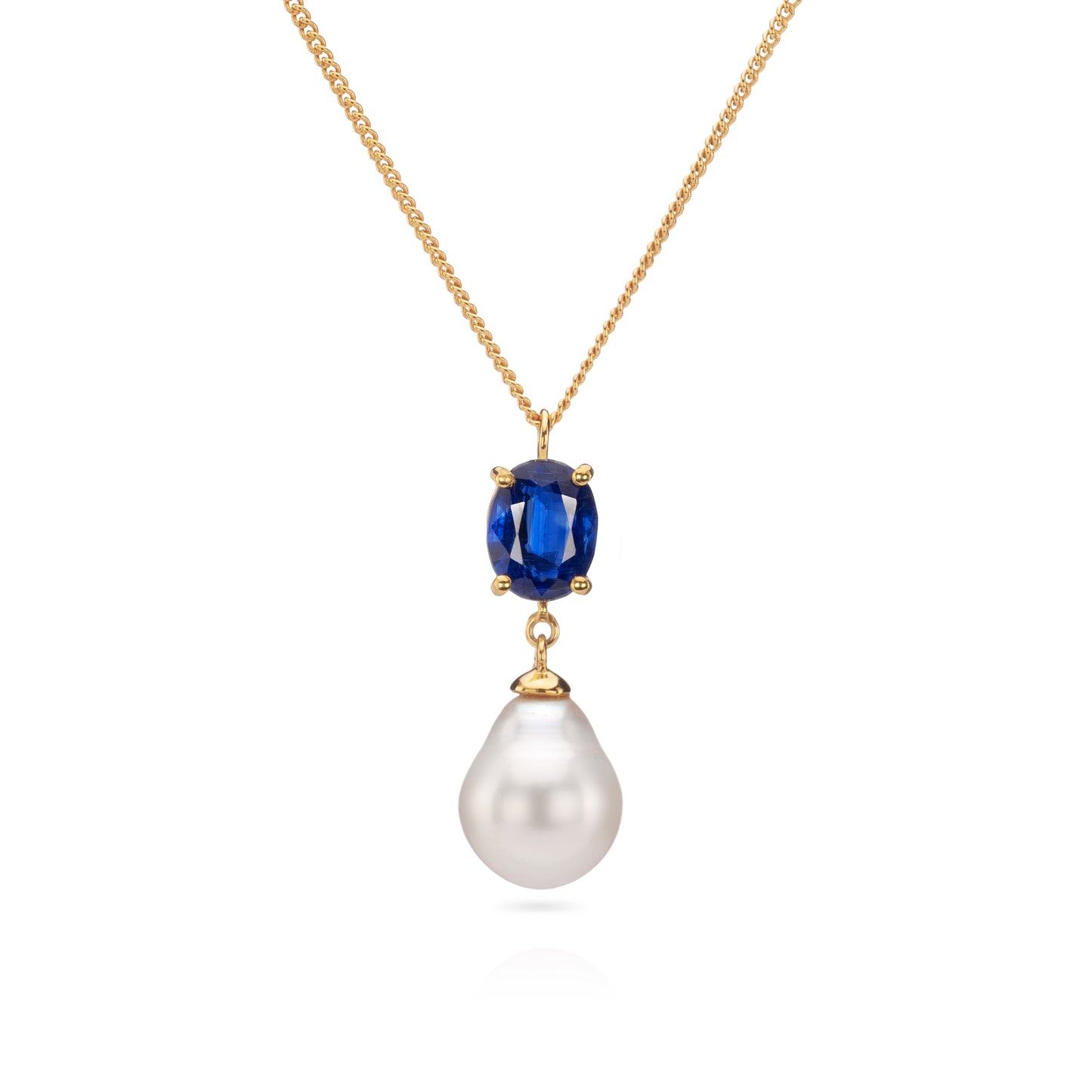 Blue Gemstone and Pearl Gold Necklace - Augustine Jewels