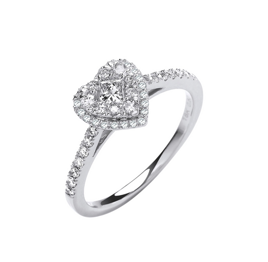 18ct White Gold Heart Shaped Ring
