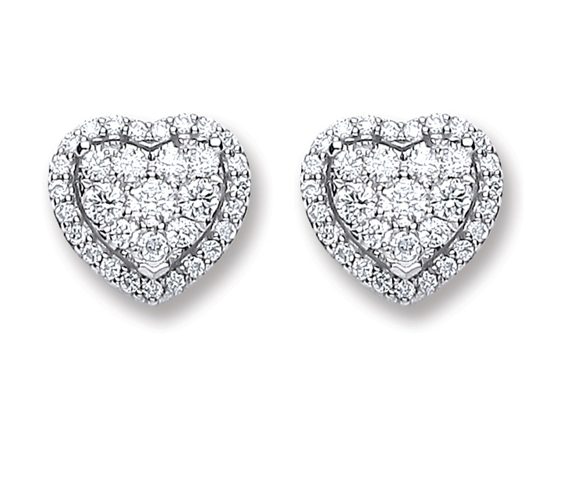 Load image into Gallery viewer, 18ct White Gold Heart Shaped Stud Earrings
