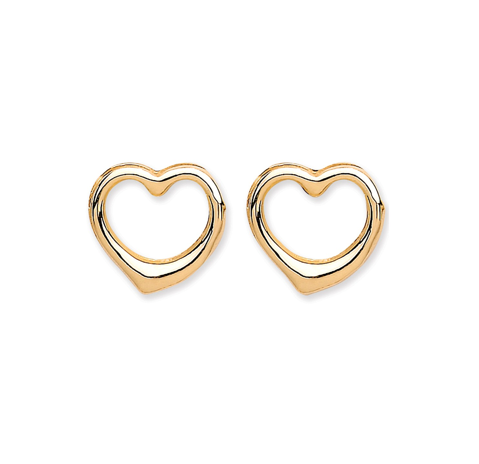 Load image into Gallery viewer, 9ct Yellow Gold Heart Stud Earrings
