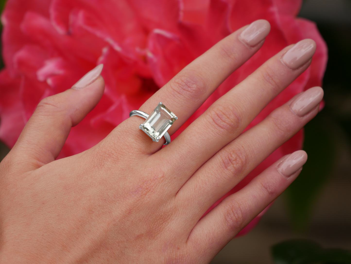 Sterling Silver Green Amethyst Ring - Augustine Jewels 