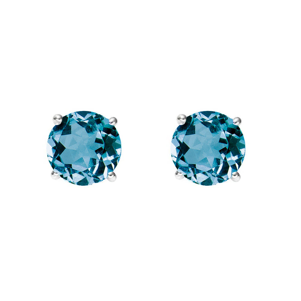 Sterling Silver Teal Blue Topaz Stud Earrings - Augustine Jewels