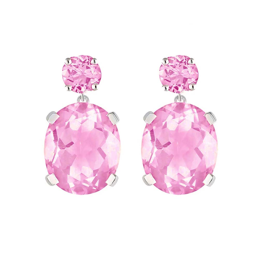 Sterling Silver or White Gold Pink Topaz Drop Earrings - Augustine Jewels