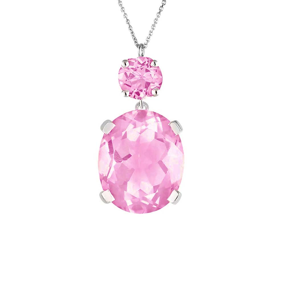 Sterling Silver or White Gold Pink Topaz Drop Necklace - Augustine Jewels