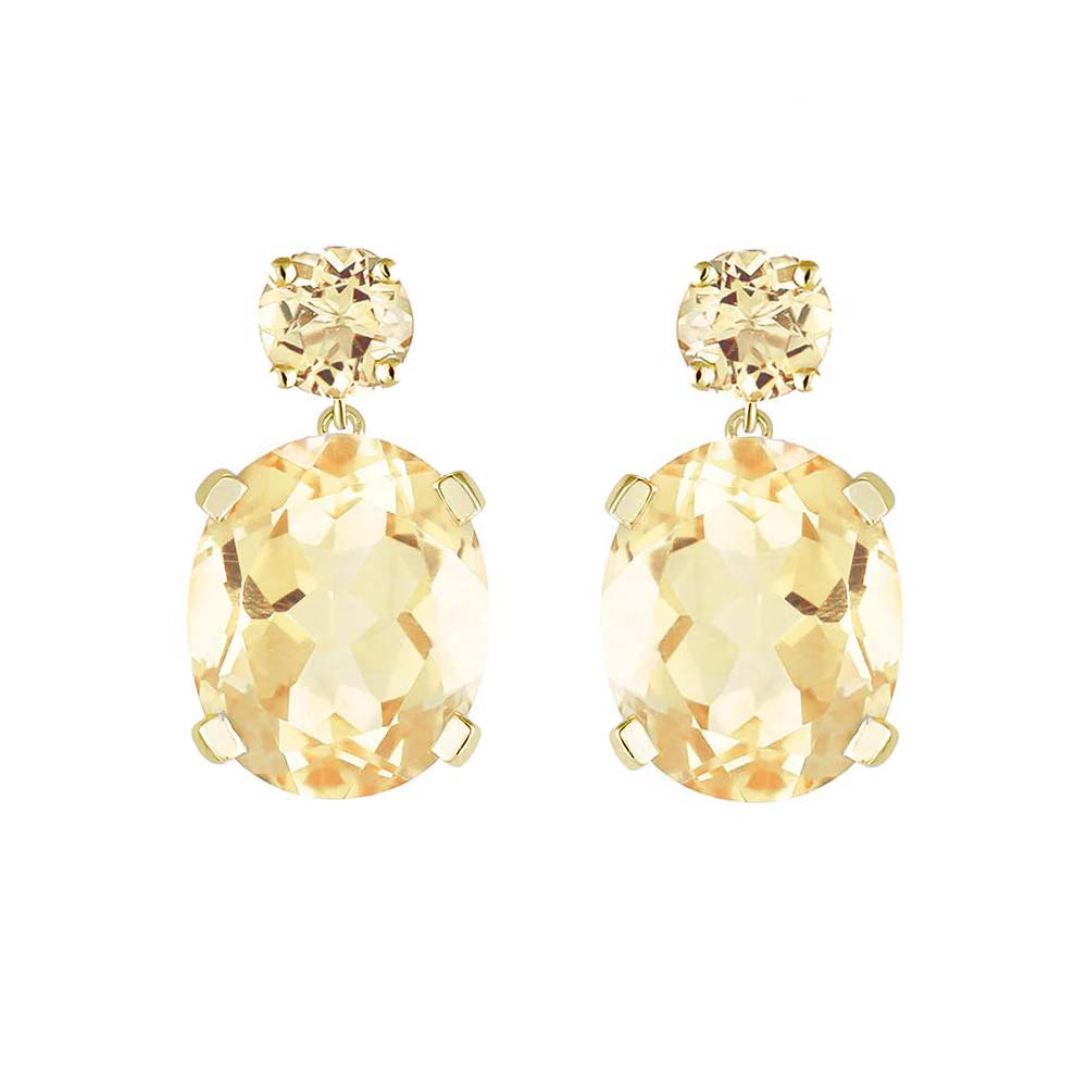 Yellow Gold Citrine Drop Earrings - Augustine Jewels