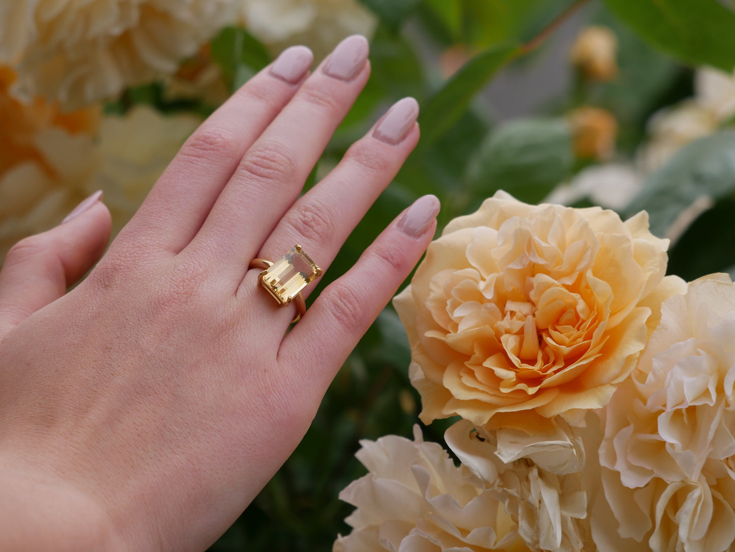 Yellow Gold Citrine Ring With Yellow Gold Band - Augustine Jewels