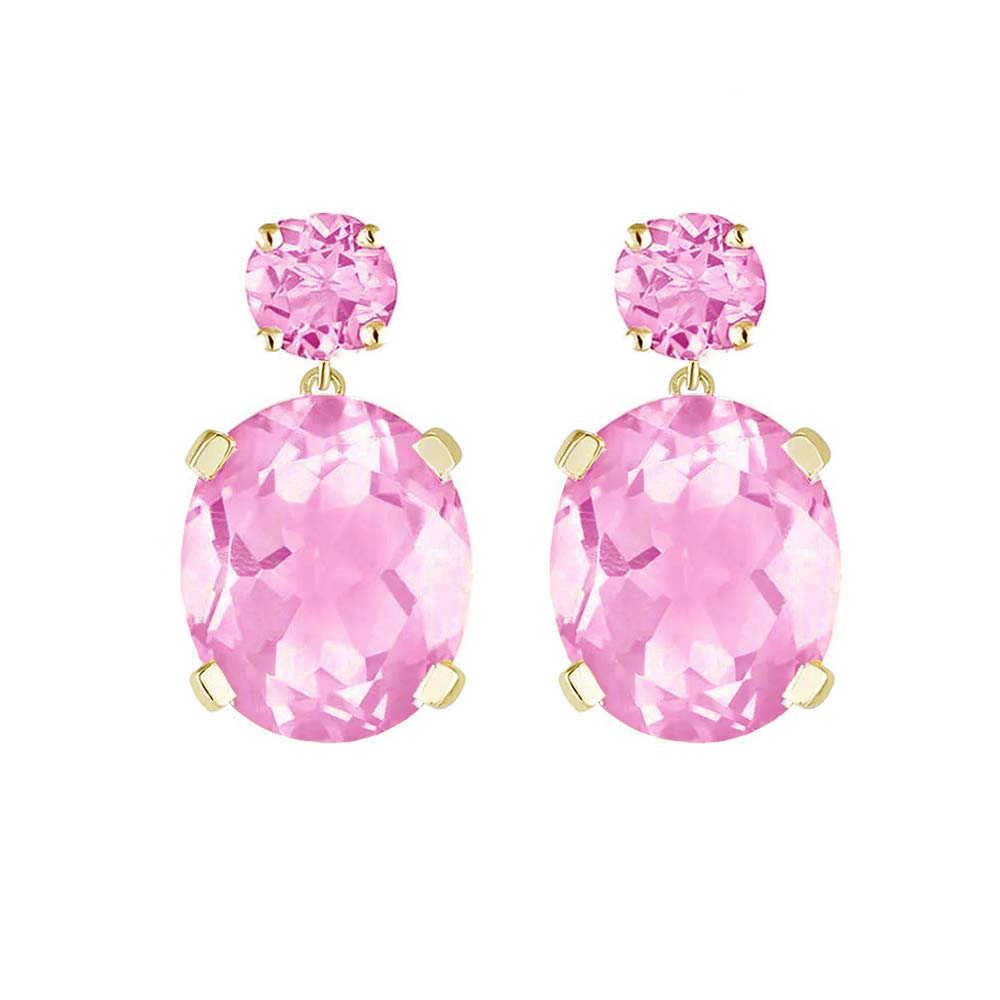 Yellow Gold Pink Topaz Drop Earrings - Augustine Jewels