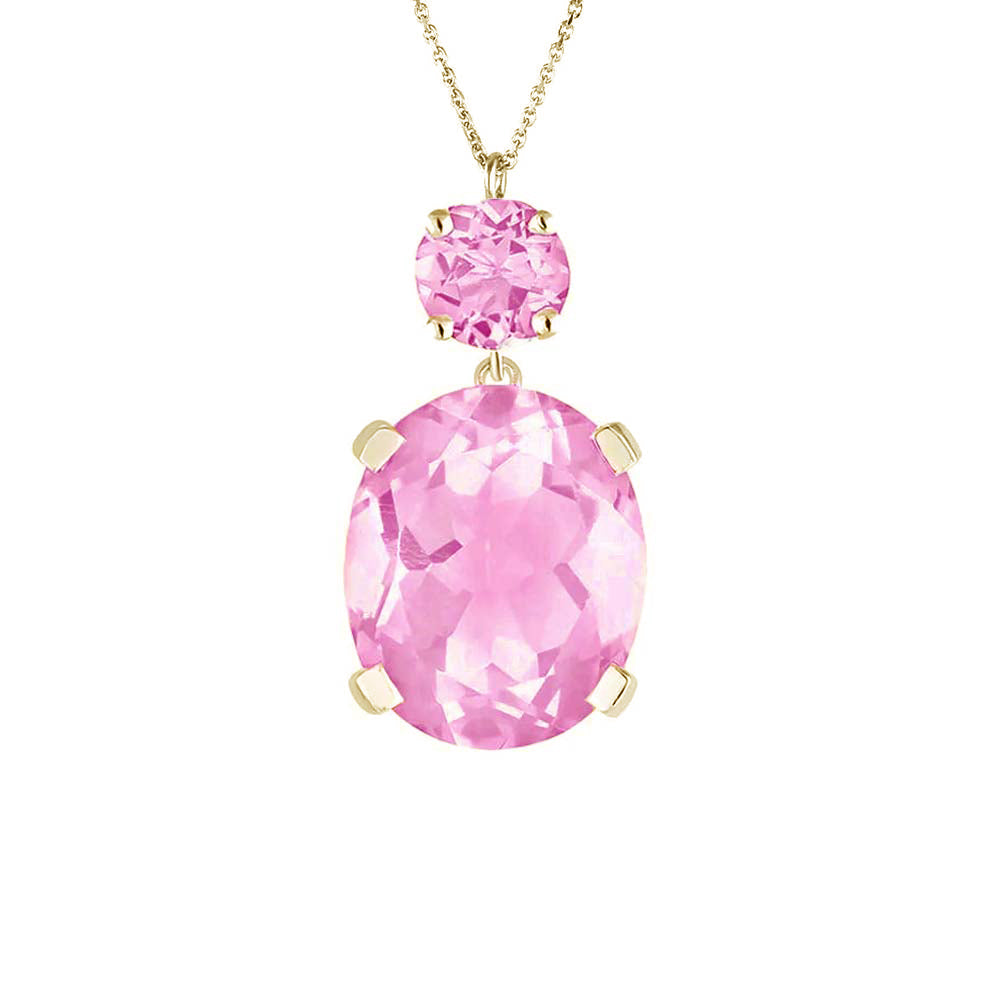 South of France Yellow Gold Pink Topaz Drop Necklace