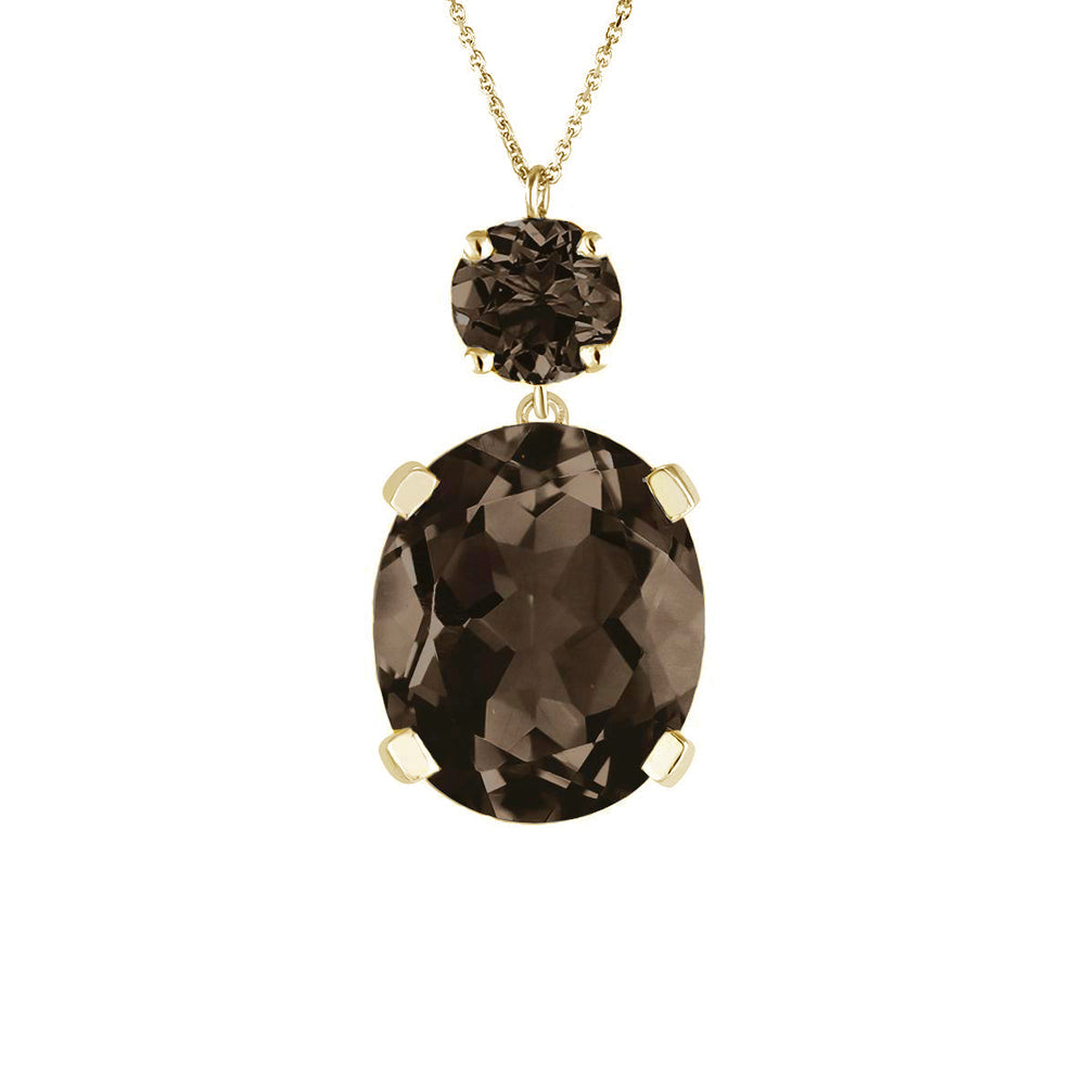 Yellow Gold Smoky Quartz Drop Necklace - Augustine Jewels