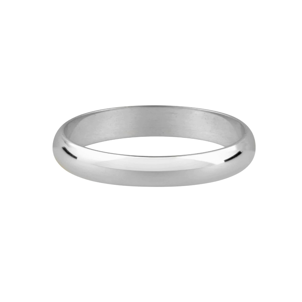 Women's Platinum D Shape Wedding Band - Augustine Jewels
