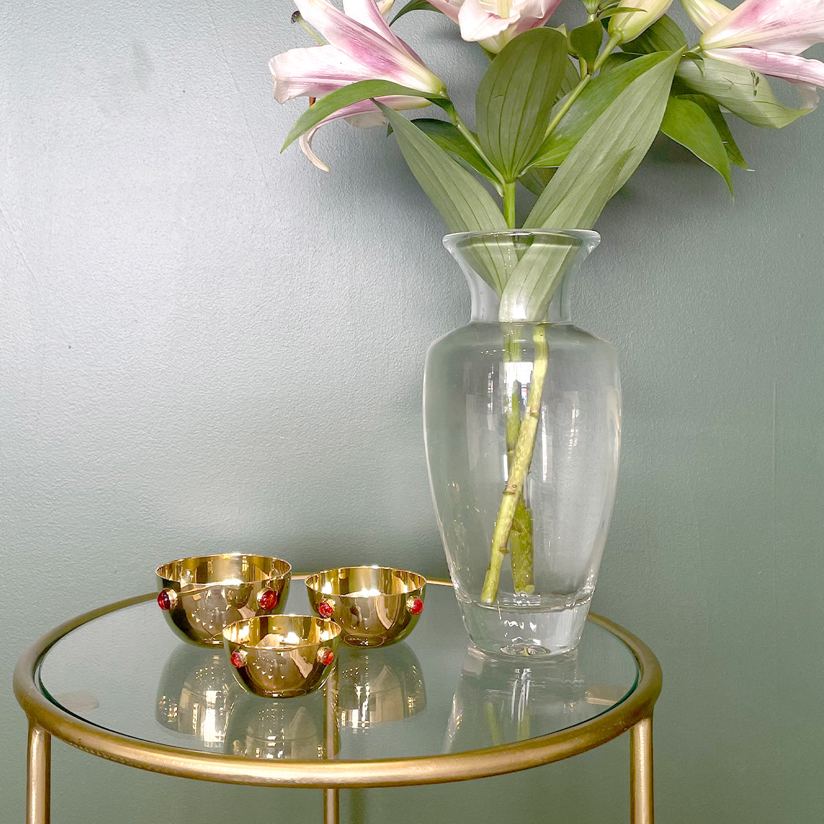 Gold Plated Garnet Bowl Set - Augustine Jewels