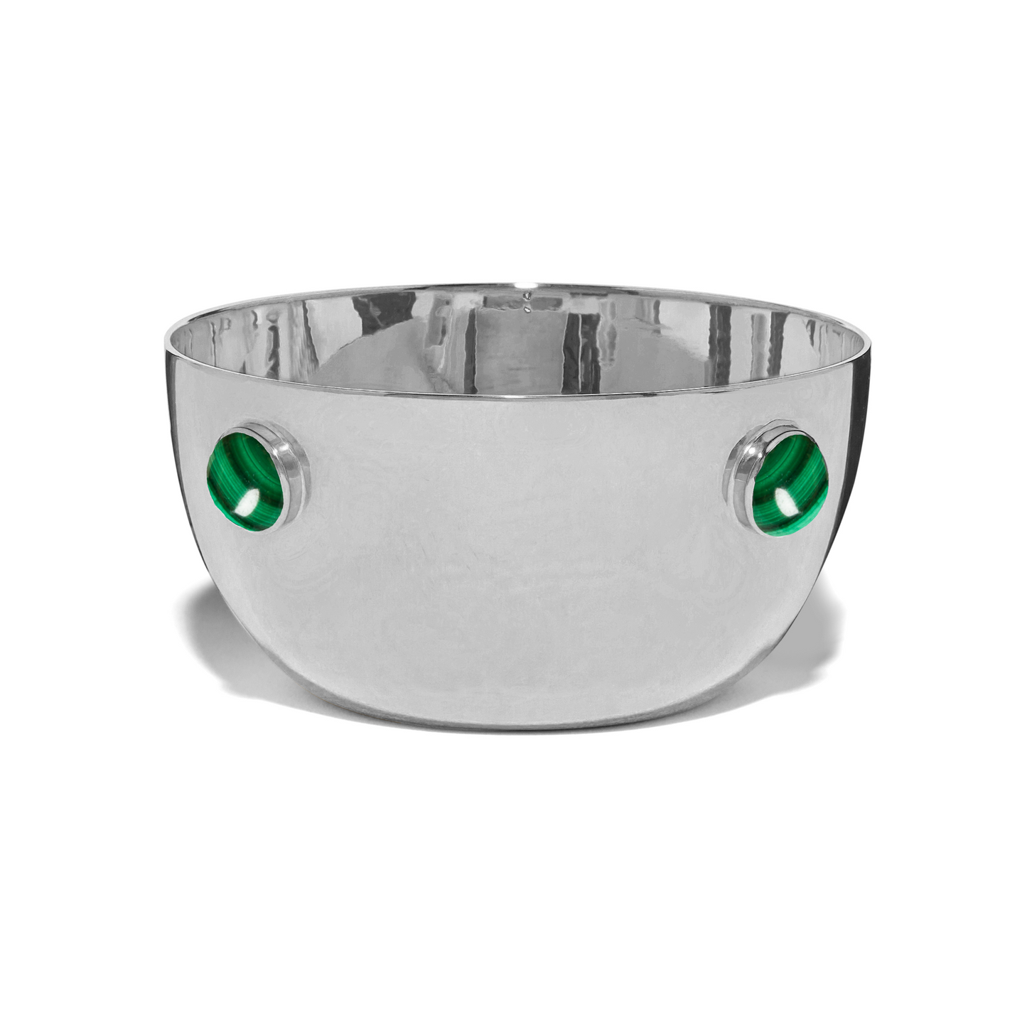 Large Sterling Silver and Malachite Bowl - Augustine Jewels