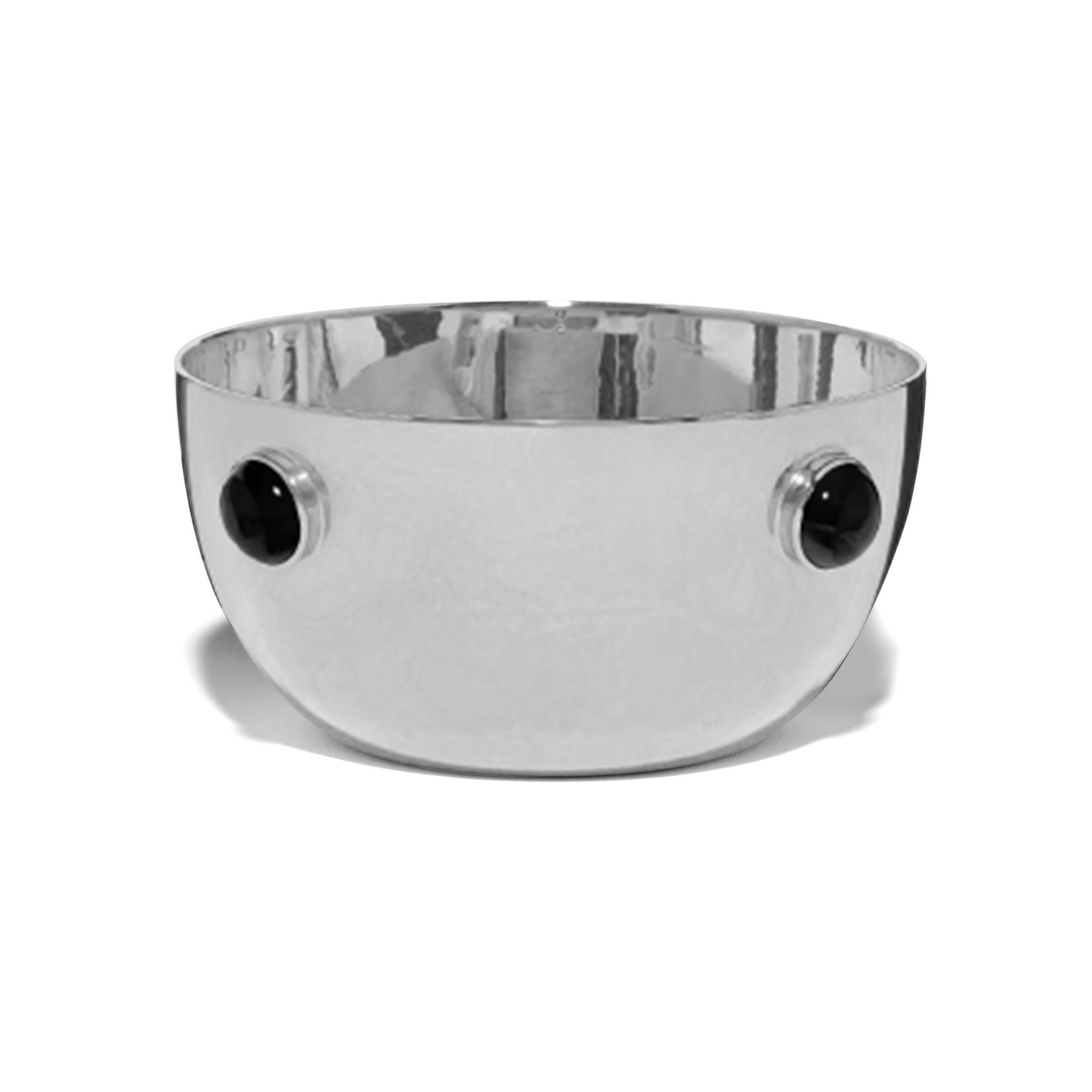 Large Sterling Silver and Onyx Bowl - Augustine Jewels