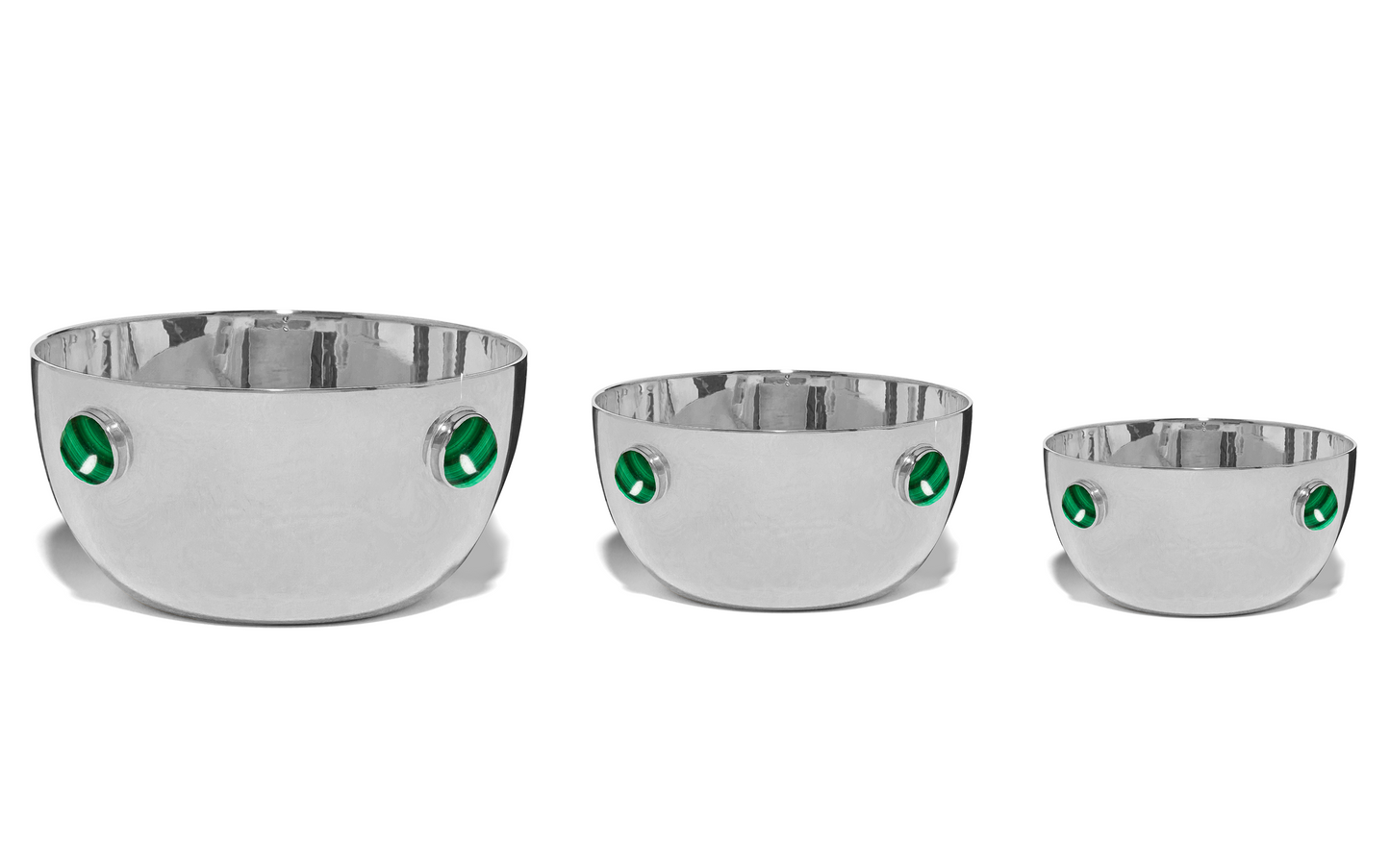 Medium Sterling Silver and Malachite Bowl - Augustine Jewels