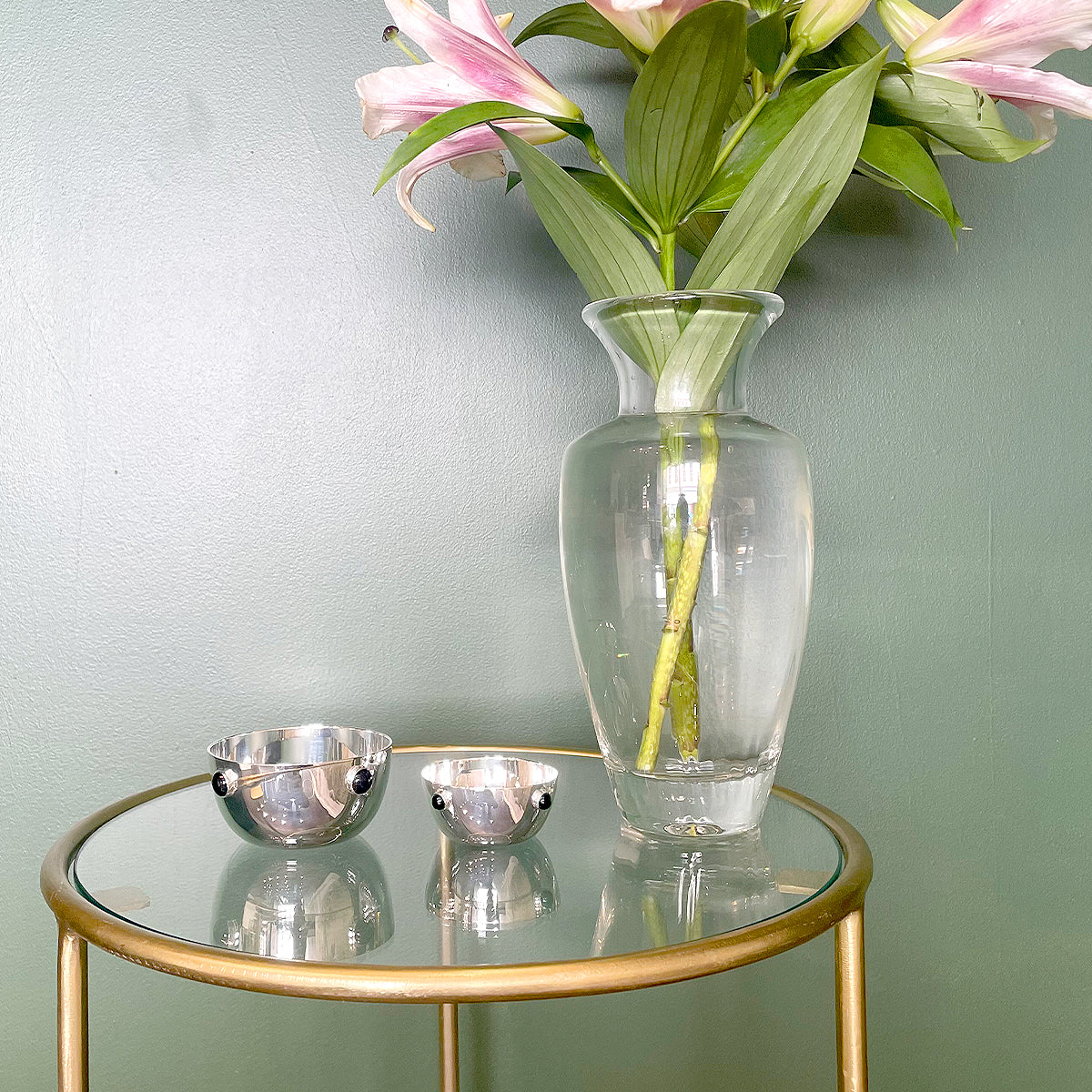 Medium Sterling Silver and Onyx Bowl - Augustine Jewels