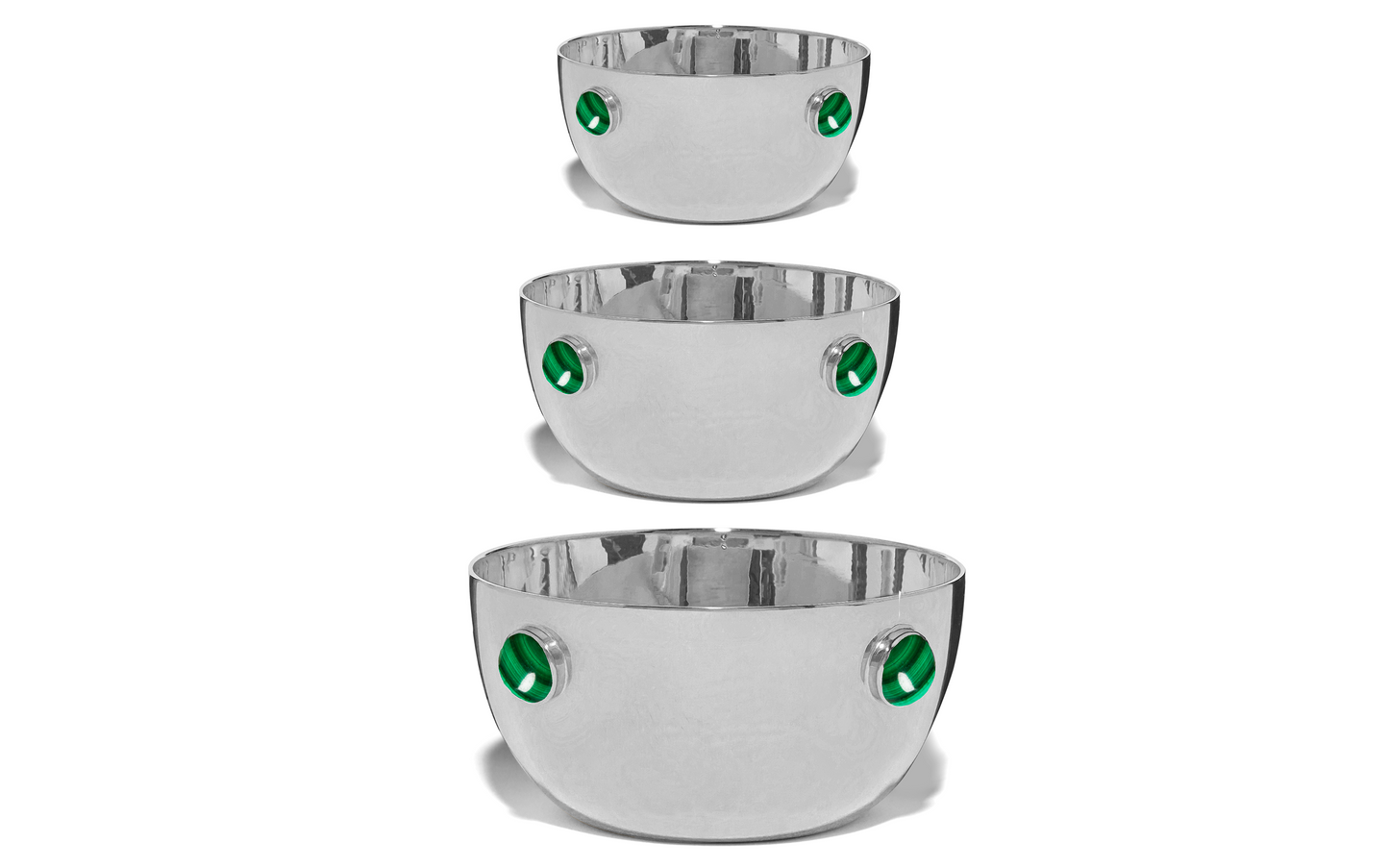 Silver and Malachite Bowl Set - Augustine Jewels