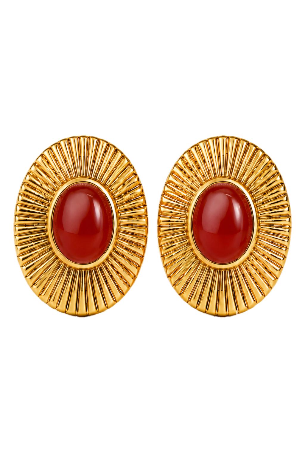 Egyptian Statement Oval Earring with Carnelian