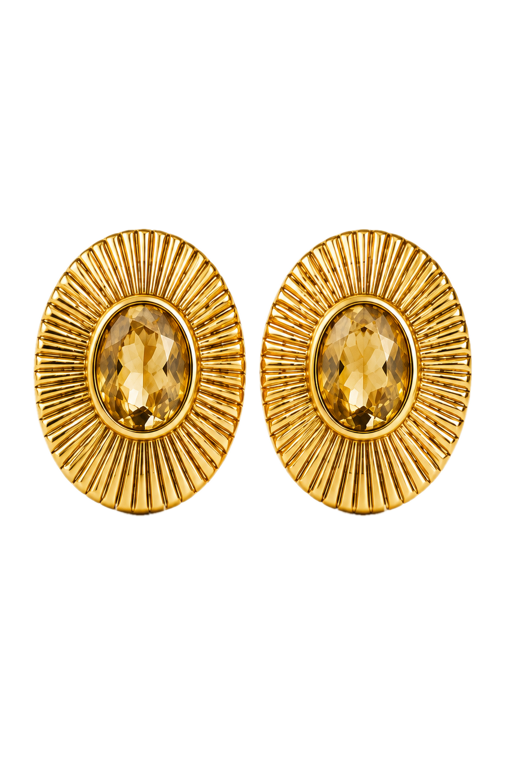 Egyptian Statement Oval Earring with Citrine