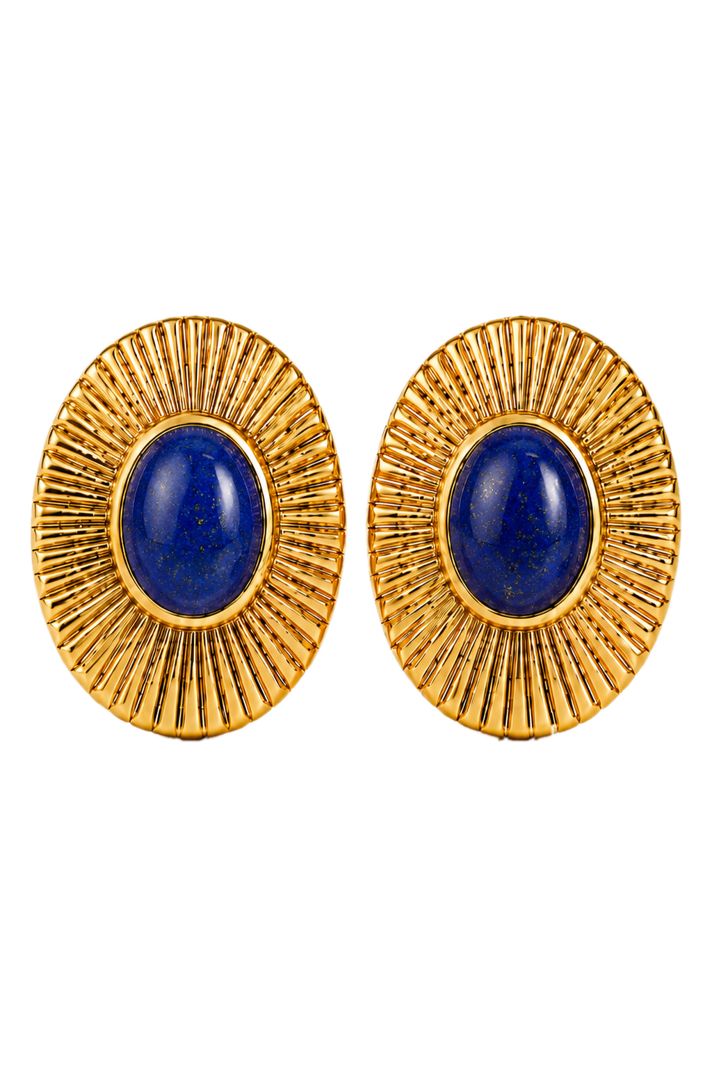 Egyptian Statement Oval Earring with Lapis Lazuli
