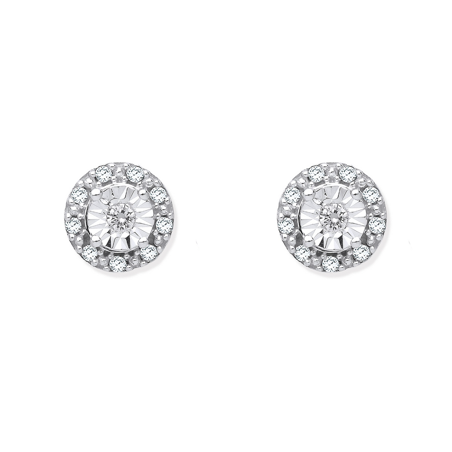 Birthstone Halo Earrings - Diamond