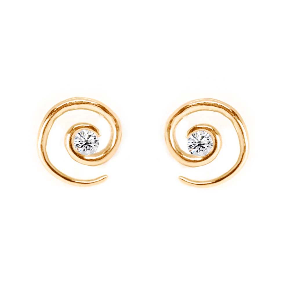 Rose Gold Spiral Diamond Earrings