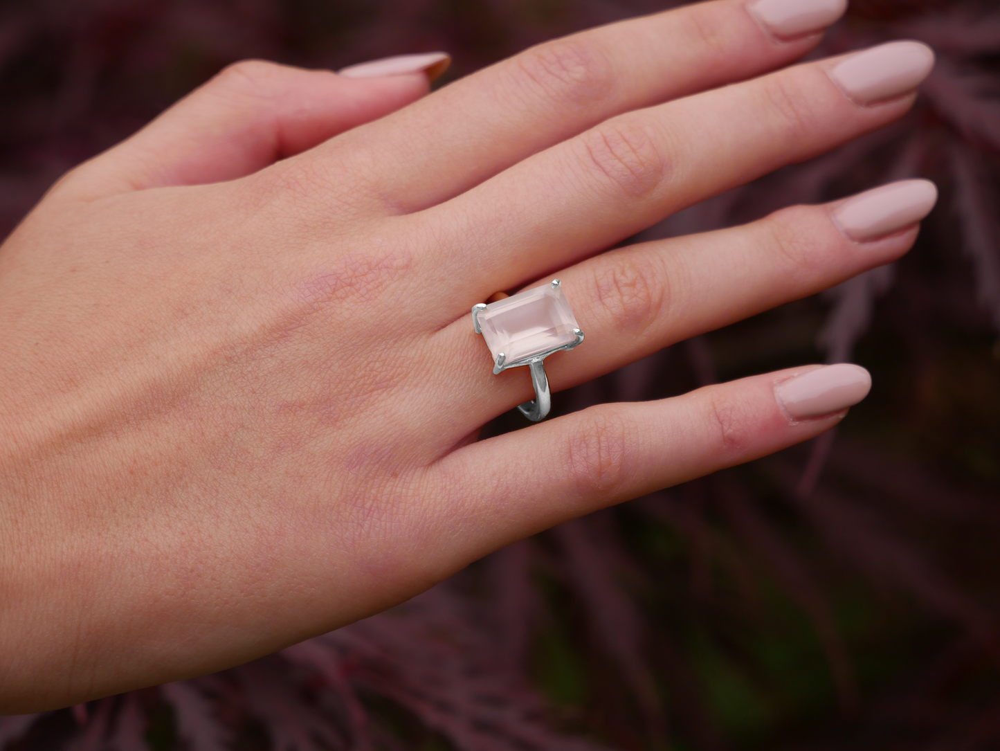Sterling Silver Rose Quartz Ring Augustine Jewels London