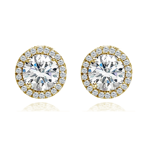 Load image into Gallery viewer, 18ct Yellow Gold Diamond Halo Studs
