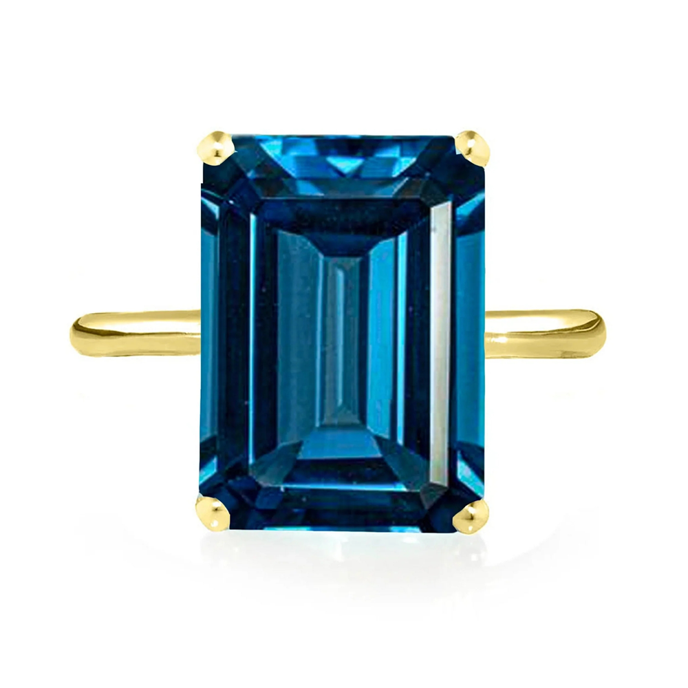 Yellow Gold Teal Topaz Cocktail Ring