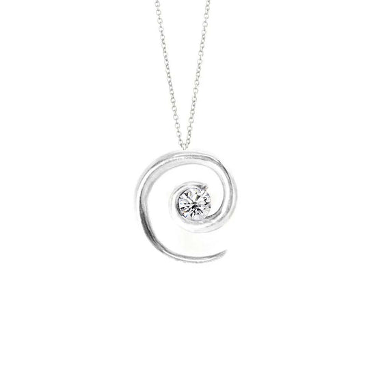 White Gold Spiral Diamond Necklace