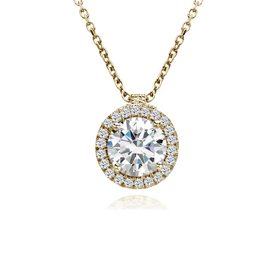 18ct Yellow Gold Diamond Halo Necklace