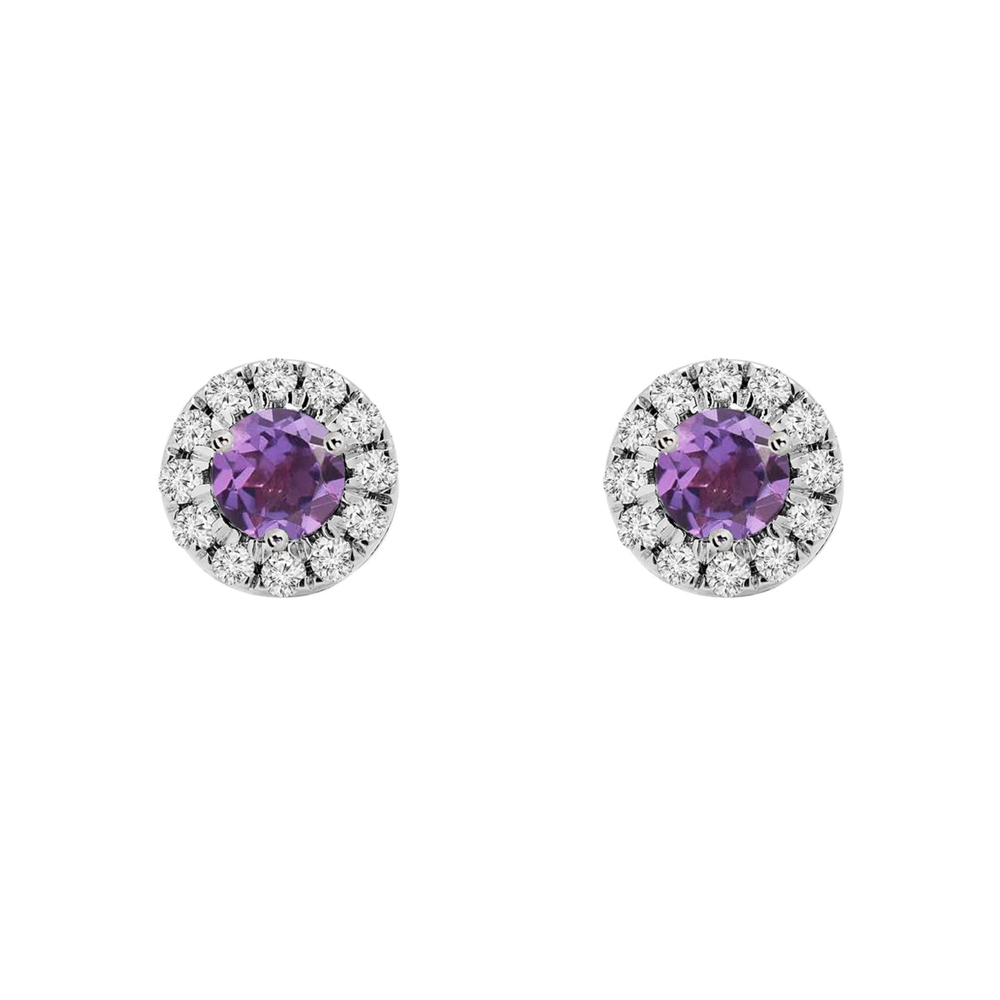 Amethyst Birthstone Halo Earrings - Augustine Jewels