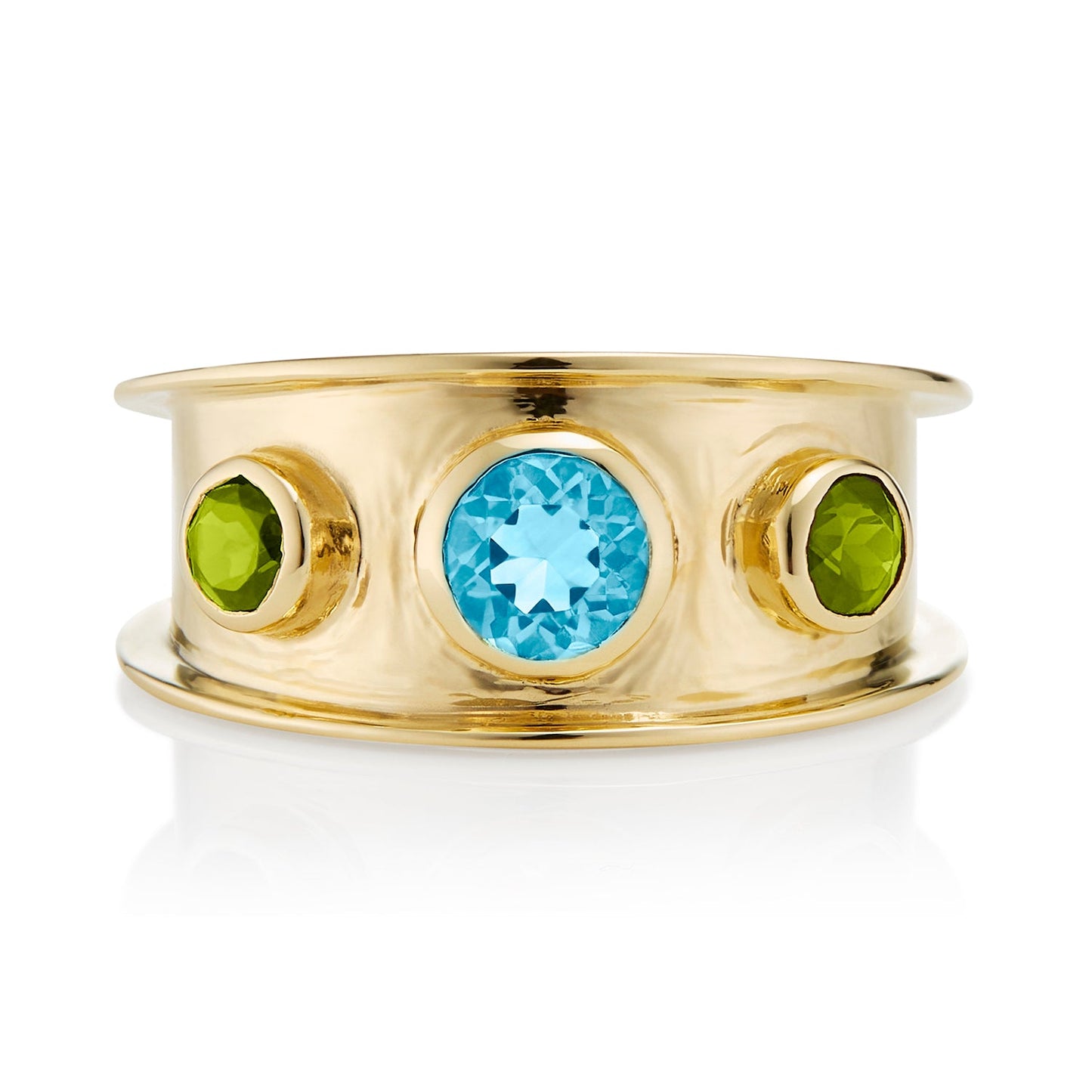 Gold Gemstone Statement Ring in Peridot and Blue Topaz - Augustine Jewels