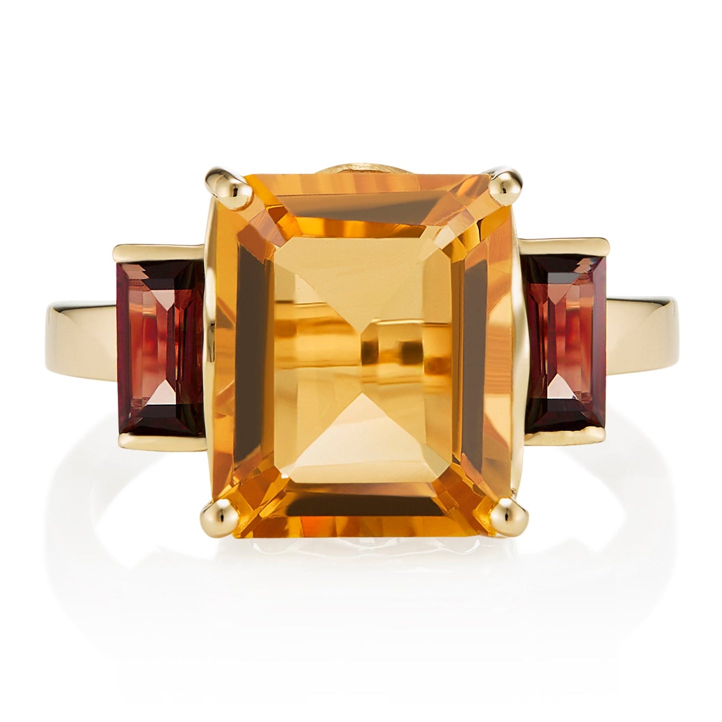 Octagon Gold Ring in Garnet and Citrine - Augustine Jewels