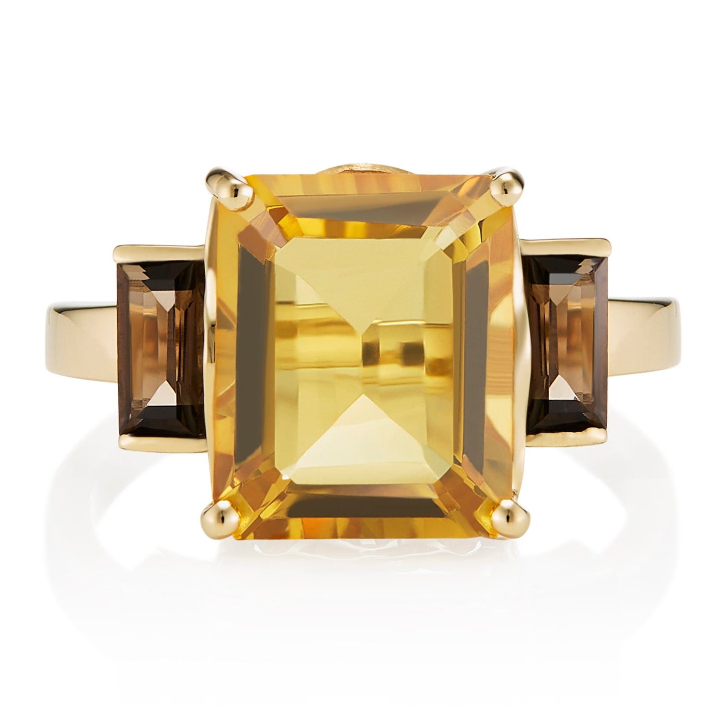 Octagon Gold Ring in Smoky Quartz and Citrine - Augustine Jewels