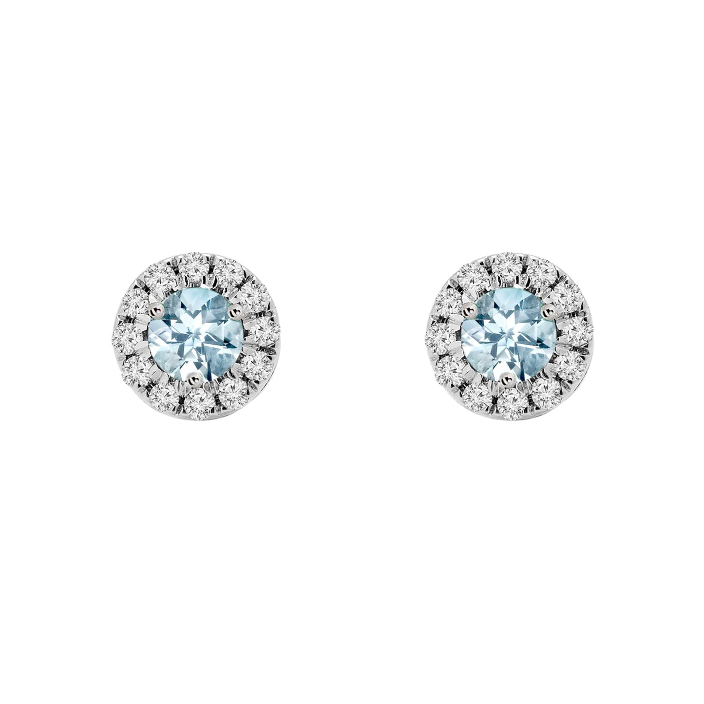 Aquamarine Birthstone Halo Earrings - Augustine Jewels