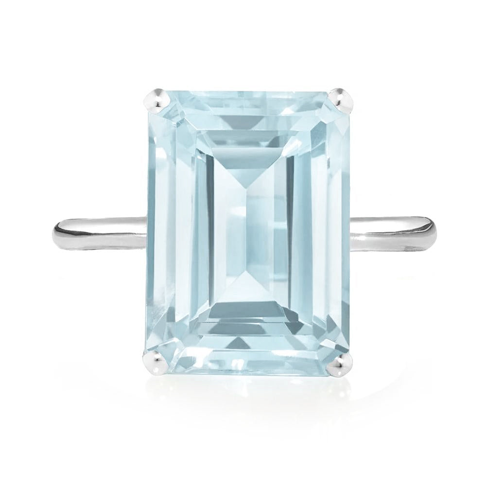 White Gold Aquamarine Octagon Ring - Augustine Jewels