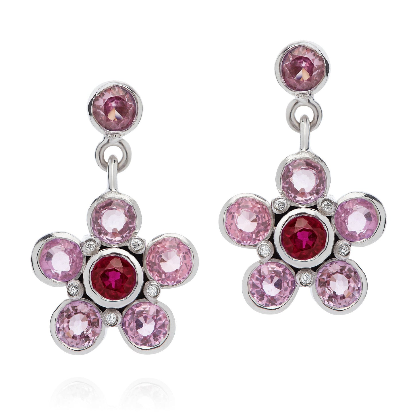 Load image into Gallery viewer, Pink Sapphire, Ruby, &amp;amp; Diamond Earrings | Augustine Jewels | Gemstone Jewellery
