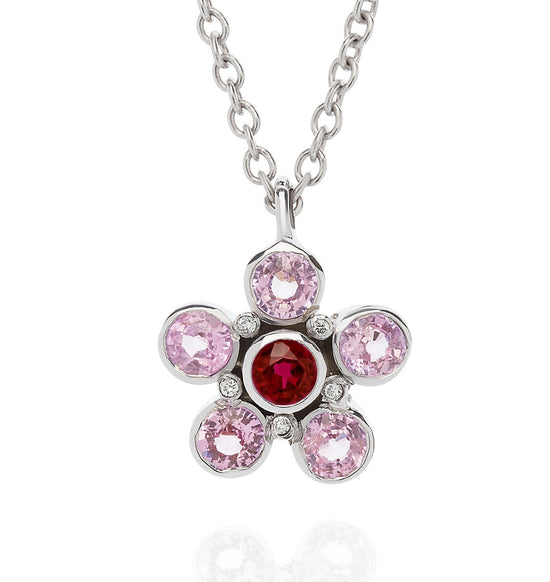 Load image into Gallery viewer, Pink Sapphire, Ruby, &amp;amp; Diamond Necklace | Augustine Jewels | Gemstone Jewellery
