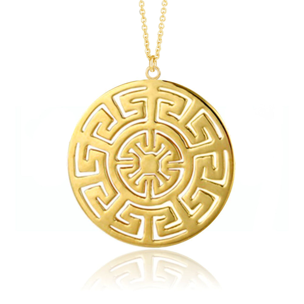 Yellow Gold Plate Aztec Pendant - Augustine Jewels