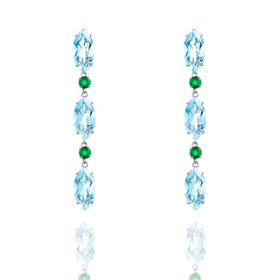 Load image into Gallery viewer, blue topaz and agate drop earrings | Augustine Jewels | English Gardens Collection
