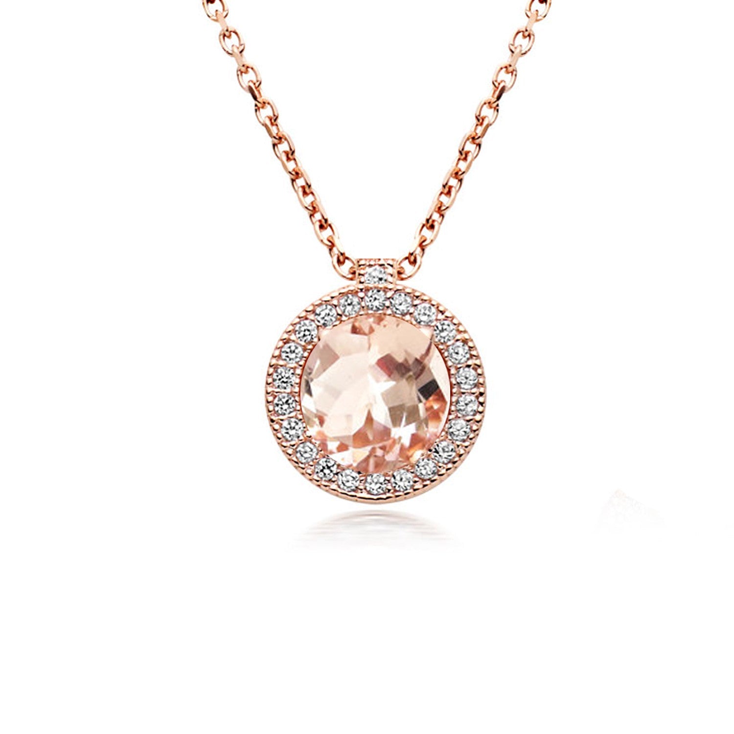Rose Gold Morganite and Diamond Necklace by Augustine Jewels